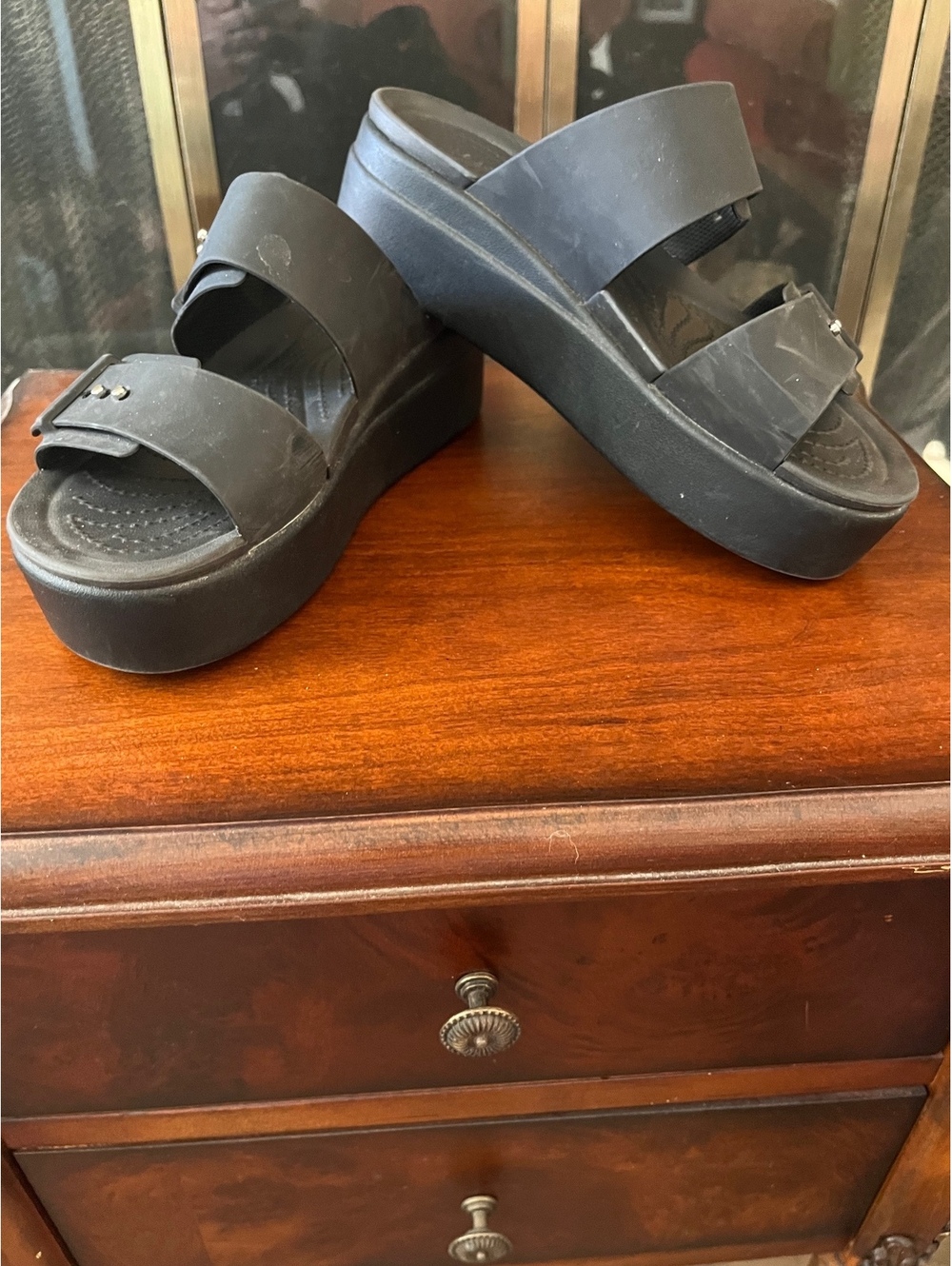 Women's Crocs Black Platform Slide Sandals Size 7